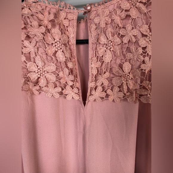 Blush Deep Pink High Neck Lace Detail Full Length Maxi Dress M Suit Size 10 - Picture 2 of 4